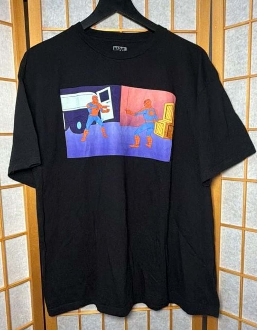 Marvel Spider-Man Pointing Meme T-Shirt Size XL Black Graphic Tee